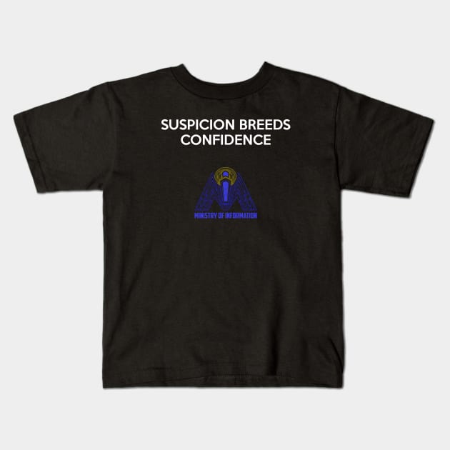 Suspicion Breeds Confidence Kids T-Shirt by codeWhisperer